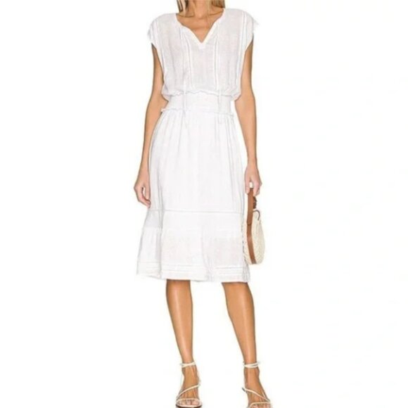 NWT Rails Womens Ashlyn Dress Sz S White Lace Detail Linen Rayon Blend $188 - Picture 1 of 10